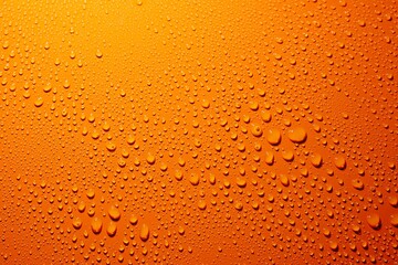 Closeup shot of waterdrops on an orange surface