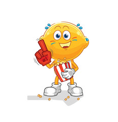 Obraz premium lemon head fan with popcorn illustration. character vector