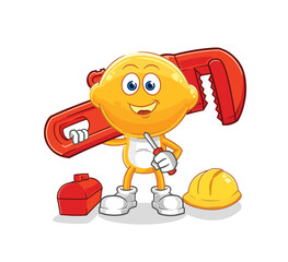 lemon head plumber cartoon. cartoon mascot vector