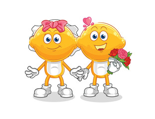 lemon head wedding cartoon. cartoon mascot vector