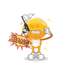 lemon head warning shot mascot. cartoon vector