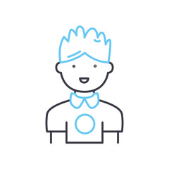 footballer line icon, outline symbol, vector illustration, concept sign