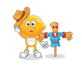 lemon head with scarecrows cartoon character vector