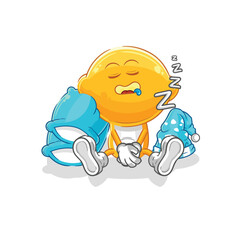 lemon head sleeping character. cartoon mascot vector