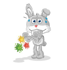 rabbit refuse viruses cartoon. cartoon mascot vector