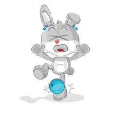 rabbit hiten by bowling cartoon. cartoon mascot vector