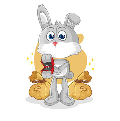 rabbit propose with ring. cartoon mascot vector