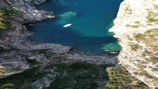 Impressive aerial view of the lovely Capri island in Italy