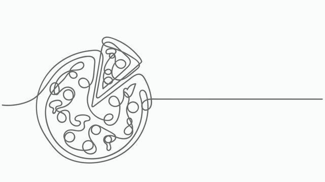 recommend clip art: Continuous One Line Pizza and Slice italian fast food cafe. Vector illustration. Pizzeria
