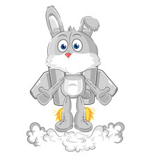 rabbit with jetpack mascot. cartoon vector
