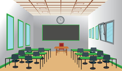 empty classroom with no students. an empty classroom at school. student class