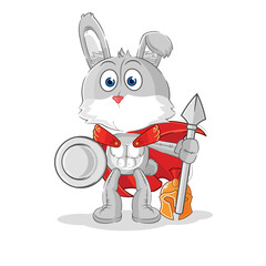 rabbit spartan character. cartoon mascot vector