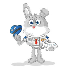 rabbit pilot mascot. cartoon vector