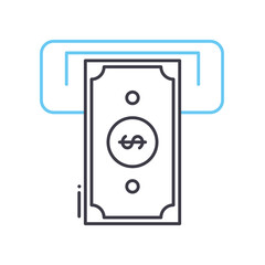withdrawal line icon, outline symbol, vector illustration, concept sign