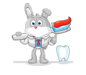 rabbit dentist illustration. character vector