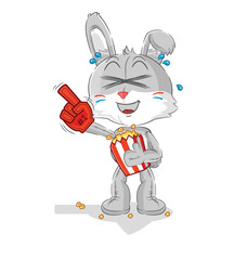 rabbit fan with popcorn illustration. character vector