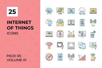 Fototapeta na wymiar Internet of Things icons collection. Set contains such Icons as ai, artificial intelligence, automation, cloud computing, and more 
