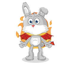 rabbit demon with wings character. cartoon mascot vector
