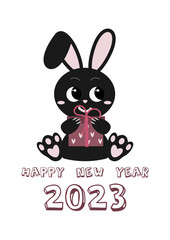 New Year's card with a rabbit 2023
