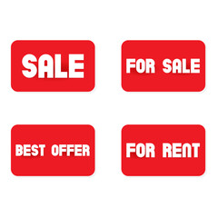Sale real estate sign. For sale vector red sign. Vector isolated sign.