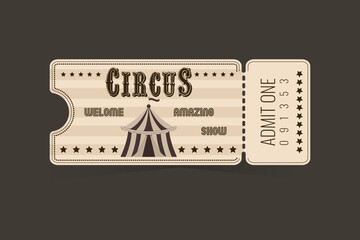 vintage ticket to the circus. Vector ticket illustration.