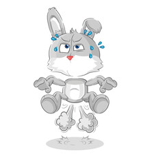 rabbit fart jumping illustration. character vector