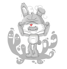 depressed rabbit character. cartoon vector