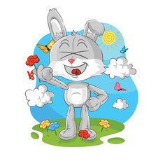 rabbit pick flowers in spring. character vector