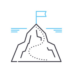 mountain peak mission line icon, outline symbol, vector illustration, concept sign