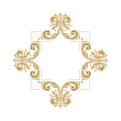 Hand Drawn Vintage damask ornamental elements for design. Baroque square frame scroll ornament. Retro Elegant floral pattern border in antique style.