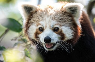 Closeup shot of a red panda (Ailurus fulgens)
