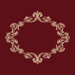 Hand Drawn Vintage damask ornamental elements for design. Baroque frame scroll ornament. Retro Elegant abstract floral pattern border in antique style.