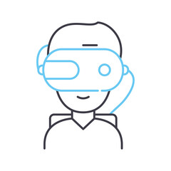 vr game line icon, outline symbol, vector illustration, concept sign