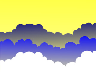 Paper clouds and clear yellow sky background. Vector illustration.