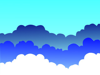 Paper clouds and clear blue sky background. Vector illustration.