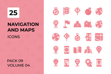 Navigation and Maps icons collection. Set contains such Icons as location, map, mobile, navigation, pin, placeholder, and more 