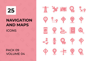 Navigation and Maps icons collection. Set contains such Icons as location, map, mobile, navigation, pin, placeholder, and more 