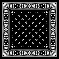 Simply Bandana decorated with white geometric ornament lines that can be applied to fabrics of various colors