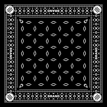 Simply Bandana decorated with white geometric ornament lines that can be applied to fabrics of various colors