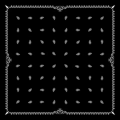 Simply Bandana decorated with white geometric ornament lines that can be applied to fabrics of various colors