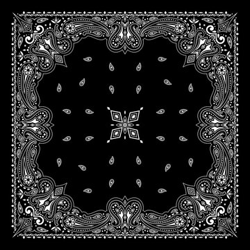 Simply Bandana decorated with white geometric ornament lines that can be applied to fabrics of various colors