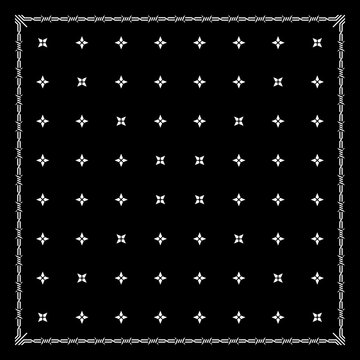 Simply Bandana decorated with white geometric ornament lines that can be applied to fabrics of various colors
