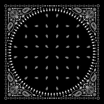 Simply Bandana decorated with white geometric ornament lines that can be applied to fabrics of various colors