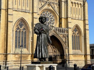 Statue of Ram Mohan Roy in front of Bristol Cathedral in  Bristol, England