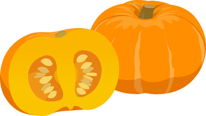 オレンジのカボチャ_ベクターイラスト
