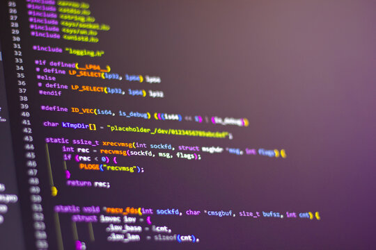 Code background. Android application programming code with Java language coding is on the screen.