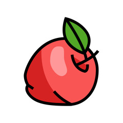 red ripe apple fruit color icon vector illustration