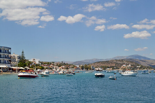 Boats in Tolo, a small village in Greece on the Peloponnese peninsula.