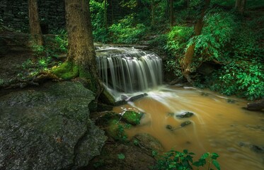 Small waterfall with long exposure in Cherokee Park, Louisville, Kentucky