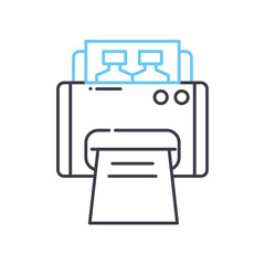 inkjet printer line icon, outline symbol, vector illustration, concept sign